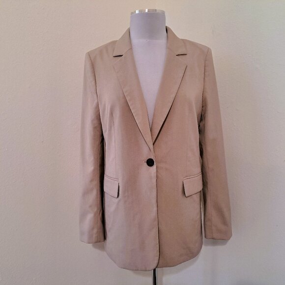 H&M Jackets & Blazers - H&M Women Lined Blazer  Collar Jacket Long Sleeve Size S Color Tan